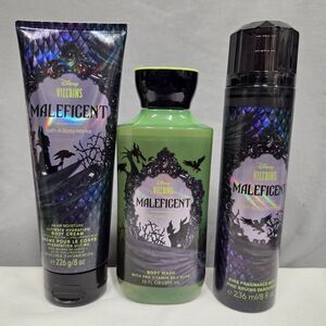 Bath & Body Works Maleficent DISNEY VILLAINS Body Wash Gel + Cream + Mist 3 Set